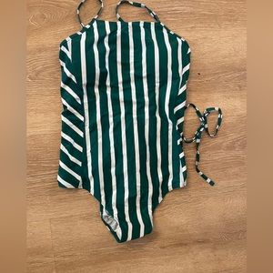 NW NEW Striped Long Torso Swim Suit